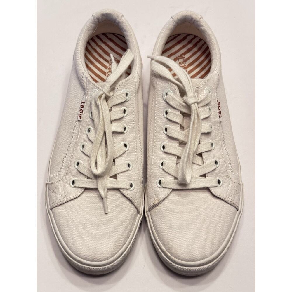 Size 9 W Taos Plim Sole White Cotton Canvas Sneakers Simple Walking Plain 22204
